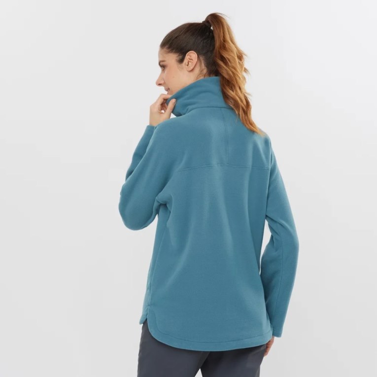 Turquoise Salomon Essential Cosy Fleece Women's Sweatshirt | PH 19075M